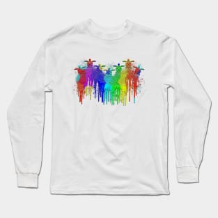 colorful Rainbow Turtles with Splashes Long Sleeve T-Shirt